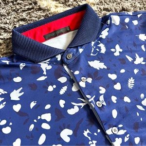 Greyson Blue and White Patterned Polo Shirt